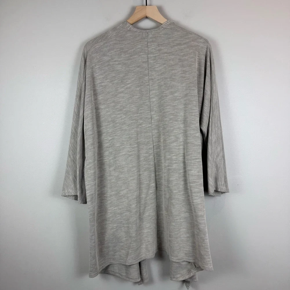 Anthropologie Donni Cardigan Women OS Gray Striped Knit Open Front Duster Casual